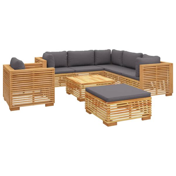 vidaXL 8-tlg. Garten-Lounge-Set mit Kissen Massivholz Teak