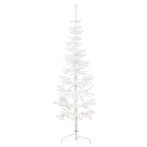 vidaXL K&uuml;nstlicher Halb-Weihnachtsbaum mit St&auml;nder Schlank Wei&szlig; 180 cm