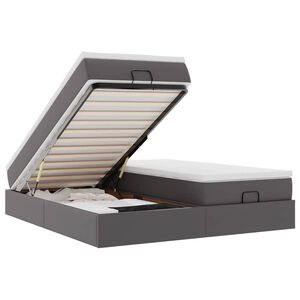 vidaXL Ottoman-Bett mit Matratzen Grau 180x200 cm Kunstleder