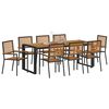 vidaXL Garten Essgruppe 9 pcs Schwarz und Holz Poly-Rattan