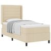 vidaXL Boxspringbett mit Kissen mit Kopfteil Creme 200 x 90 cm Stoff
