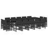 vidaXL 15-tlg. Garten-Essgruppe mit Kissen Schwarz Poly Rattan