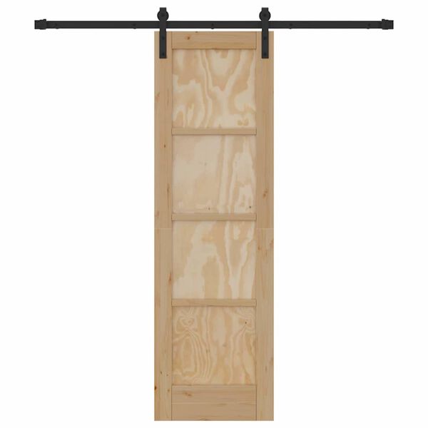 vidaXL Schiebet&uuml;r Nat&uuml;rlich und Schwarz 61 x 198,5 cm