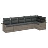 vidaXL Garten-Sofa-Set mit Kissen mit Speicher 6 pcs Grau Poly Rattan