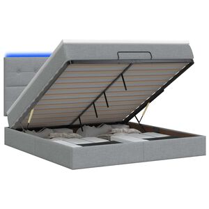vidaXL Ottoman-Bett mit Matratze und LED Hellgrau 140 x 200 cm Stoff