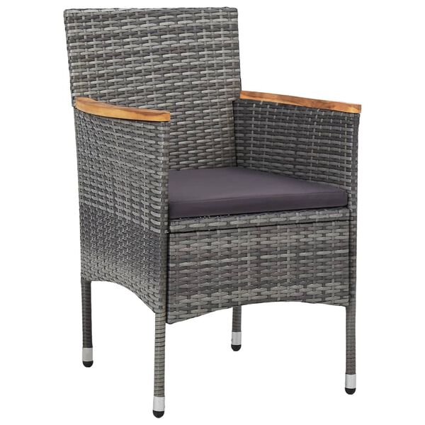 vidaXL 7-tlg. Garten-Essgruppe Poly Rattan Grau