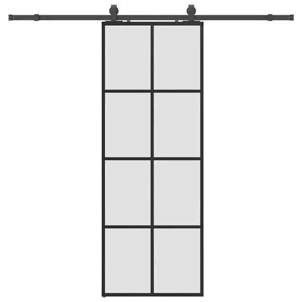 vidaXL Schiebet&uuml;r mit Beschlag Schwarz 76x205 cm ESG-Glas