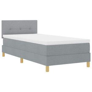 vidaXL LED Boxspringbett mit Kissen Hellgrau 100 x 200 cm Stoff