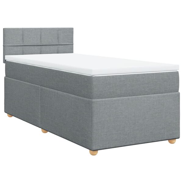 vidaXL Boxspringbett mit Matratze Hellgrau 100x200 cm Stoff