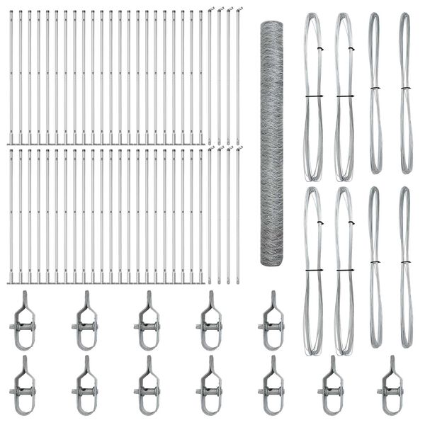 vidaXL Zaunpfosten Silber 100 x 1,6 m (36 mm Maschen) Stahl