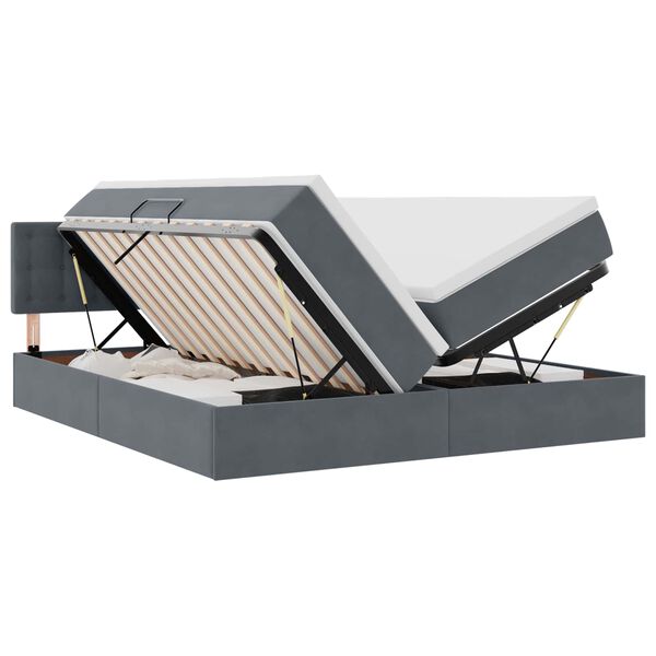 vidaXL Bett mit LED-Lichtleisten Dunkelgrau 180 x 200 cm Samt