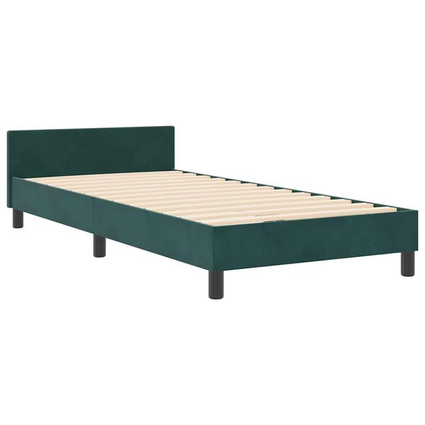 vidaXL Boxspringbett mit Kopfteil Dunkelgr&uuml;n 90 x 200 cm Samt
