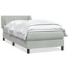 vidaXL Boxspringbett mit Matratze Hellgrau 90x220 cm Samt