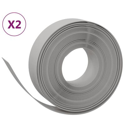 vidaXL Rasenkanten 2 Stk. Grau 10 m 15 cm Polyethylen