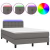 vidaXL Boxspringbett mit Matratze & LED Grau 120x200 cm Kunstleder