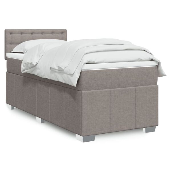 vidaXL Boxspringbett mit Matratze Taupe 80x200 cm Stoff