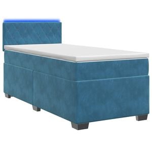 vidaXL Boxspringbett mit Matratze und LED Blau 80 x 200 cm Samt
