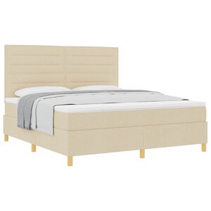 vidaXL Boxspringbett mit Matratze Creme 180 x 200 cm Stoff