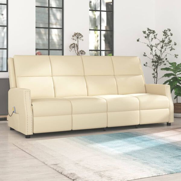 vidaXL 4-Sitzer Massagesessel Creme Kunstleder