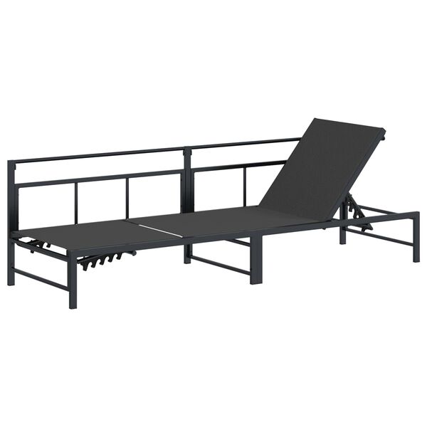 vidaXL Sonnenliege Schwarz 200 x 62 x 59,5 cm Textilene