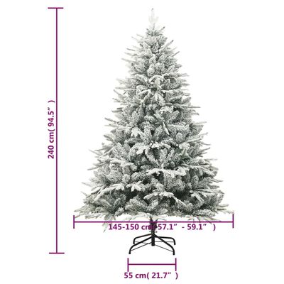 vidaXL Künstlicher Weihnachtsbaum Beschneit Grün 240 cm PVC PE