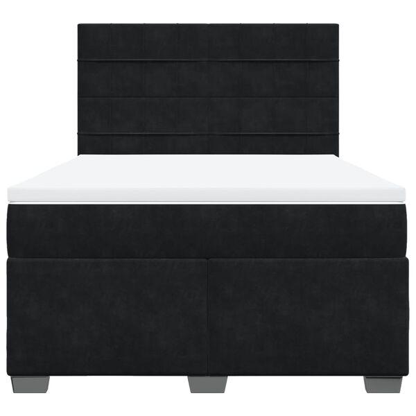 vidaXL Boxspringbett mit Matratze Schwarz 160x200 cm Samt