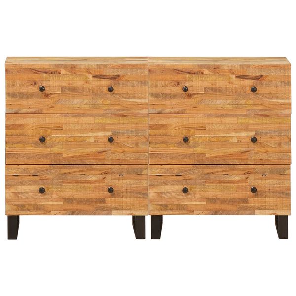 vidaXL Sideboard 2 pcs Braun 60 x 33 x 75 cm Massivholz Mango