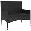 vidaXL Gartenbank 2-Sitzer mit Kissen Schwarz Poly Rattan