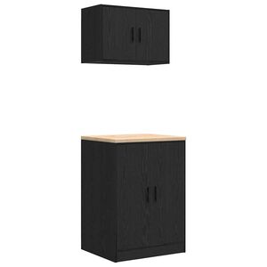 vidaXL Garagenschr&auml;nke 2 Stk. Schwarz Holzwerkstoff