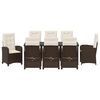 vidaXL Garten Essgruppe mit Kissen 9 pcs Braun Poly-Rattan