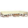 vidaXL Outdoor-Sofagarnitur 9 pcs Natur und Creme Massivholz Akazie