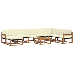 vidaXL Outdoor-Sofagarnitur 9 pcs Natur und Creme Massivholz Akazie