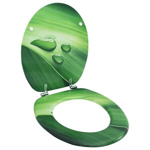 vidaXL Toilettensitz mit Deckel MDF Gr&uuml;n Wassertropfen-Design