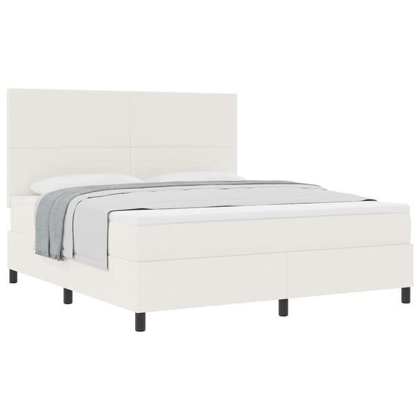 vidaXL Boxspringbett Creme und Wei&szlig; 203 x 180 x 128 cm Cordstoff