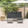 vidaXL 3-tlg. Garten-Sofagarnitur mit Kissen L-Form Grau Poly Rattan