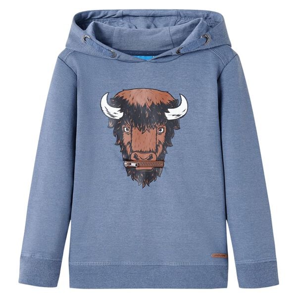 Kinder-Kapuzenpullover Blau Melange 128