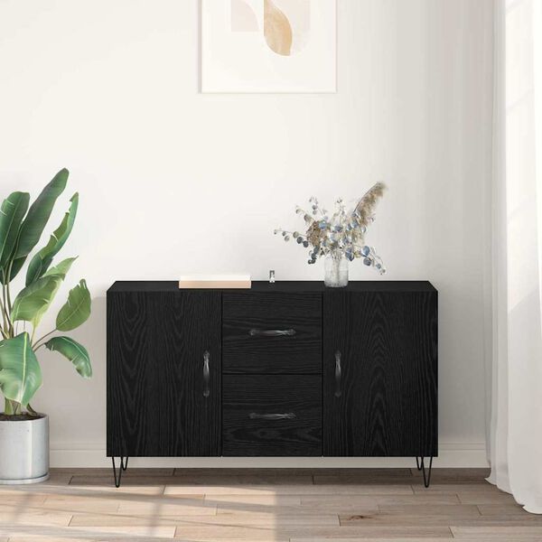 vidaXL Sideboard Schwarz Eichen-Optik 100 x 36 x 60 cm Holzwerkstoff