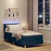 vidaXL LED Boxspringbett mit LED-Lichtleisten Blau 80 x 200 cm Stoff