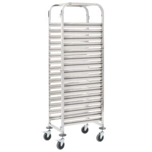 vidaXL Tablettwagen f&uuml;r 16 Tabletts 38x55x163 cm Edelstahl