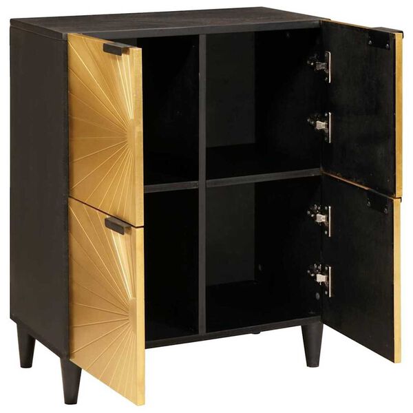 vidaXL Beistellschrank mit Speicher Schwarz und Gold 60 x 33.5 x 75 cm