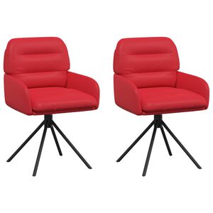 vidaXL Drehstuhl Esszimmer 2 stk. Kunstleder Rot 59 x 59,5 x 90 cm