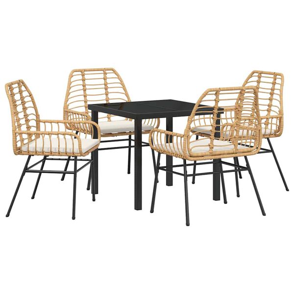 vidaXL Garten Essgruppe 5 pcs Braun Poly-Rattan