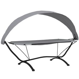 vidaXL Outdoor-Loungebett mit Dach Grau Stahl und Oxford-Stoff