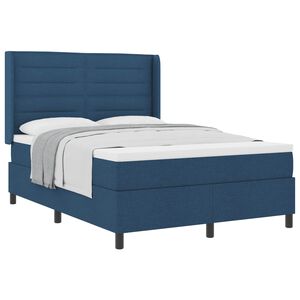 vidaXL Boxspringbett mit Matratze mit Kopfteil Blau 190 x 140 cm Stoff