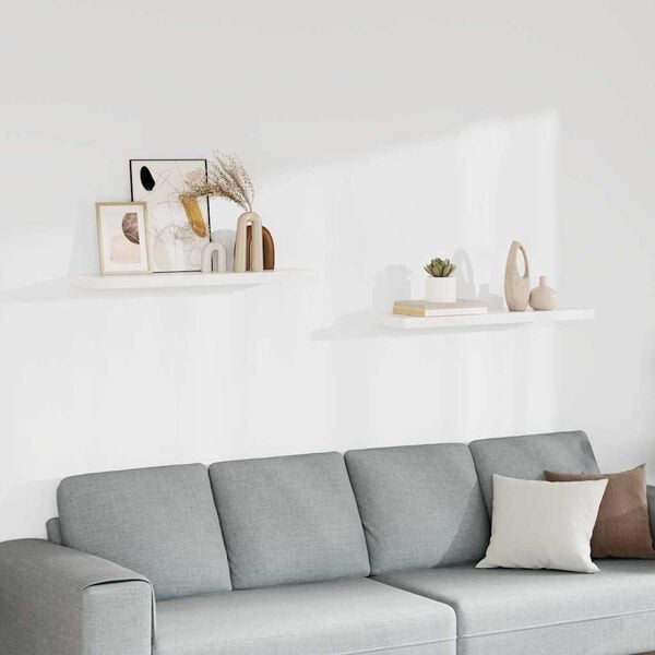 vidaXL Schweberegale 2 Stk. Wei&szlig; 90x23,5x3,8 cm MDF