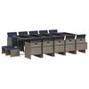 vidaXL 15-teiliges Garten-Ess-Set mit Kissen, grau, Polyrattan