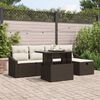 vidaXL Garten-Sofa-Set mit Kissen mit Speicher 6 pcs Braun Poly Rattan