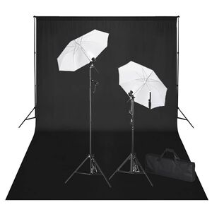 vidaXL Fotostudio-Set mit Schwarzem Hintergrund 600&times;300 & Leuchten