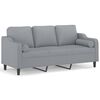 vidaXL 3-Sitzer-Sofa mit Zierkissen Hellgrau 180 cm Stoff
