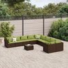 vidaXL 10-tlg. Garten-Sofagarnitur mit Kissen Braun Poly Rattan